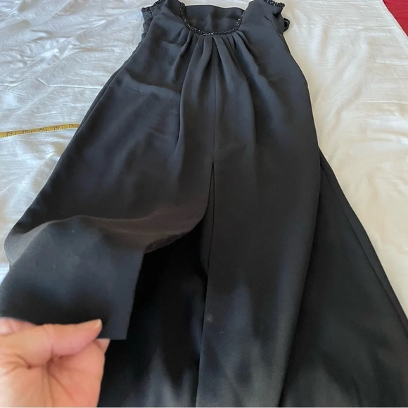 Laundry by Shelli Segal Maxi Gown Black 10 Low Back Bead Trim Simple Sleek - Picture 6 of 16